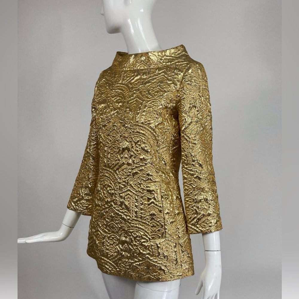 Michael Kors gold embroidered tunic top can be worn as mini dress size 6